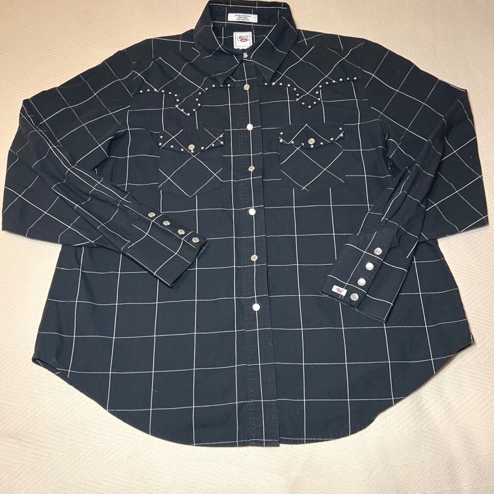 Cruel Girl Womens XL Western Pearl Snap Shirt Rhinestone Long Sleeve Cotton